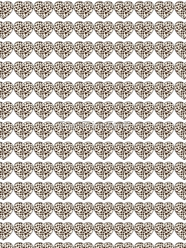 Regular Grid Small Brown Cow Patches on Cream Cowhide | Continues Cream Cow Heart by Cow-Print-Stuff