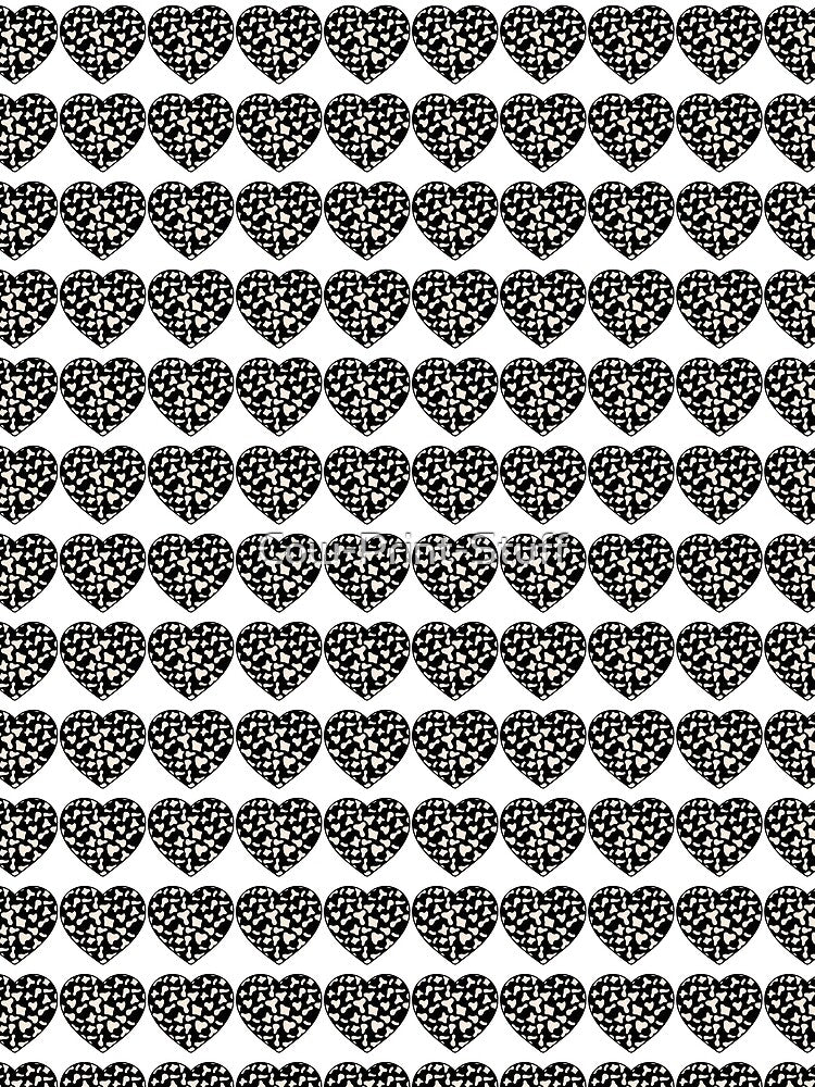 Regular Grid Small Cream Cow Patches on Black Cowhide | Continues Black Cow Heart by Cow-Print-Stuff