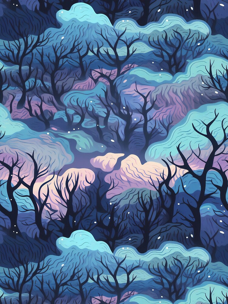Night Forest - Black, Purple, and Pink - Organic Abstract Art - Original Artwork Pattern by ShadedGallery