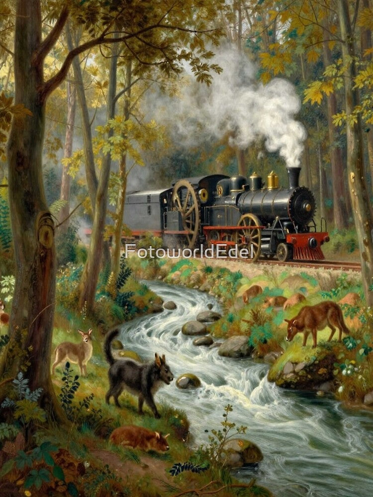 A landscape with a flowing river and forest, where the forest animals awaken in 4D. by FotoworldEdel