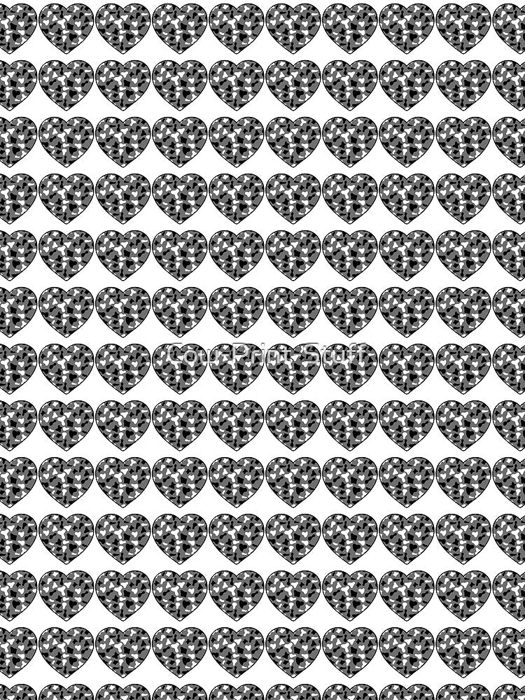 Regular Grid Small Black White Cow Patches on Grey Cowhide | Continues Grey Cow Heart by Cow-Print-Stuff