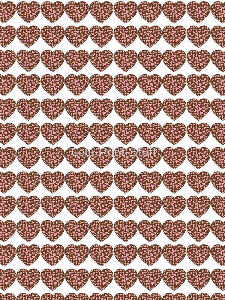 Regular Grid Small Pink Cow Patches on Brown Cowhide | Continues Brown Cow Heart by Cow-Print-Stuff