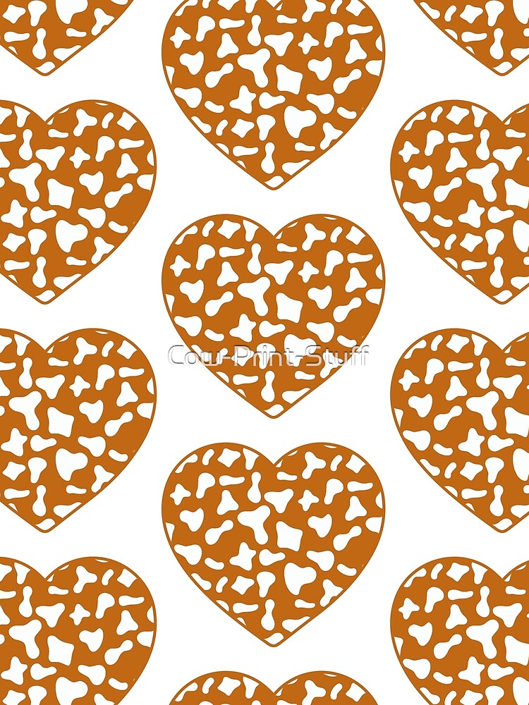 Big White Cow Patches on Caramel Cowhide | Continues Caramel Cow Heart by Cow-Print-Stuff