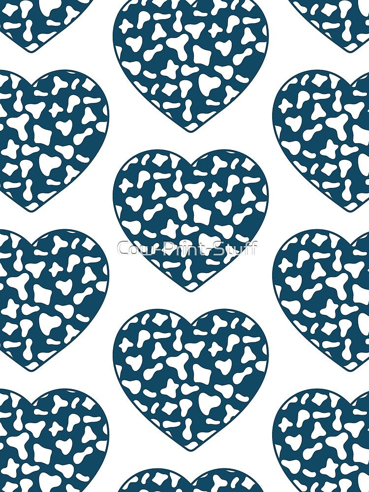 Big White Cow Patches on Royal Blue Cowhide | Continues White Cow Heart by Cow-Print-Stuff