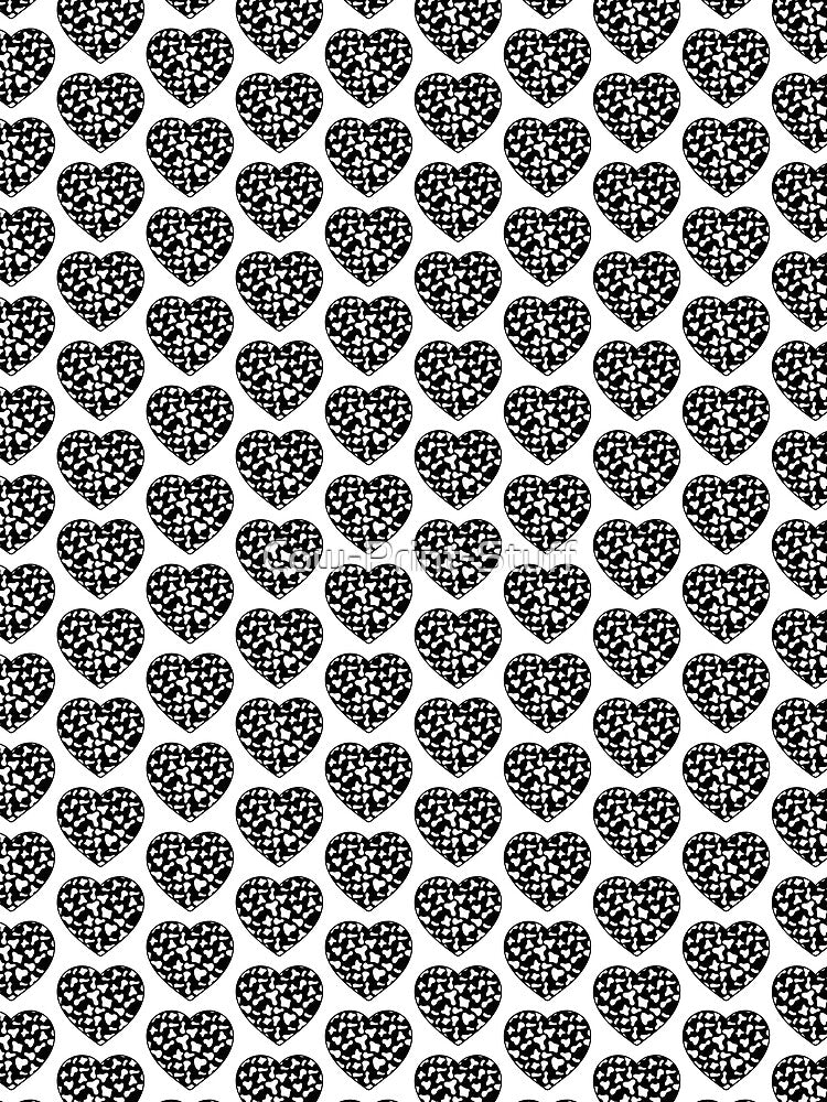 Offset Grid Small White Cow Patches on Black Cowhide | Continues Black Cow Heart by Cow-Print-Stuff