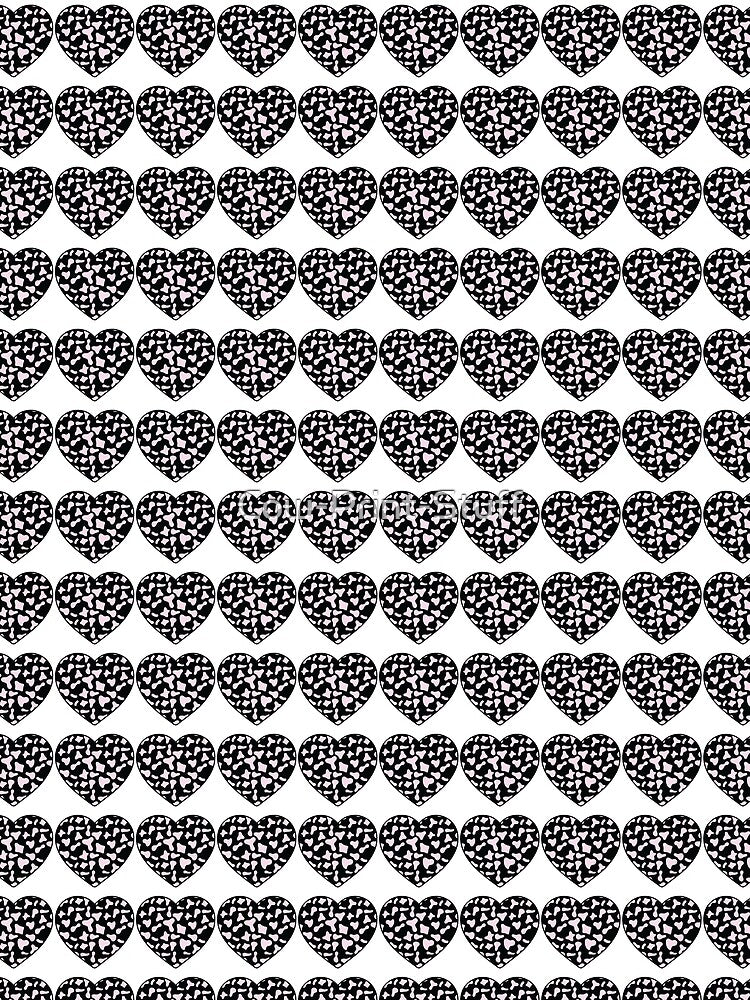 Regular Grid Small Pink Cow Patches on Black Cowhide | Continues Black Cow Heart by Cow-Print-Stuff