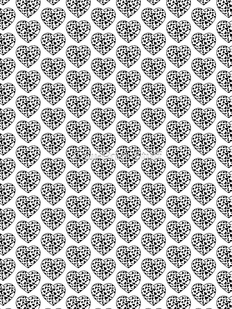 Offset Grid Small Black Cow Patches on White Cowhide | Continues White Cow Heart by Cow-Print-Stuff