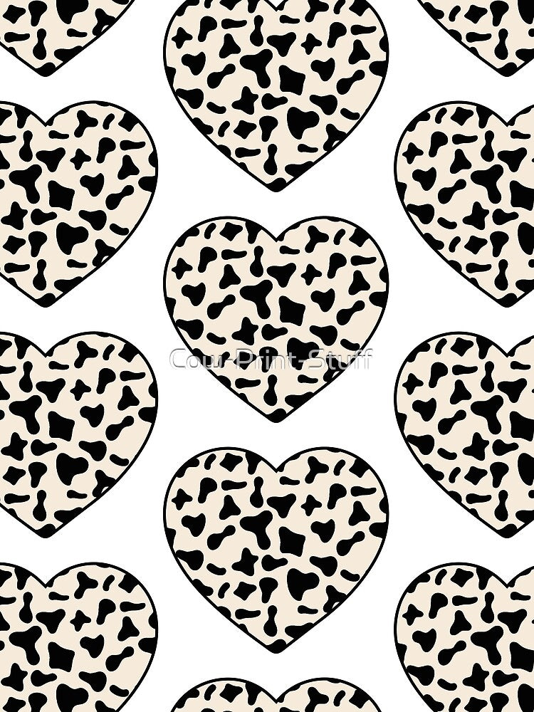 Big Black Cow Patches on Cream Cowhide | Continues Cream Cow Heart by Cow-Print-Stuff