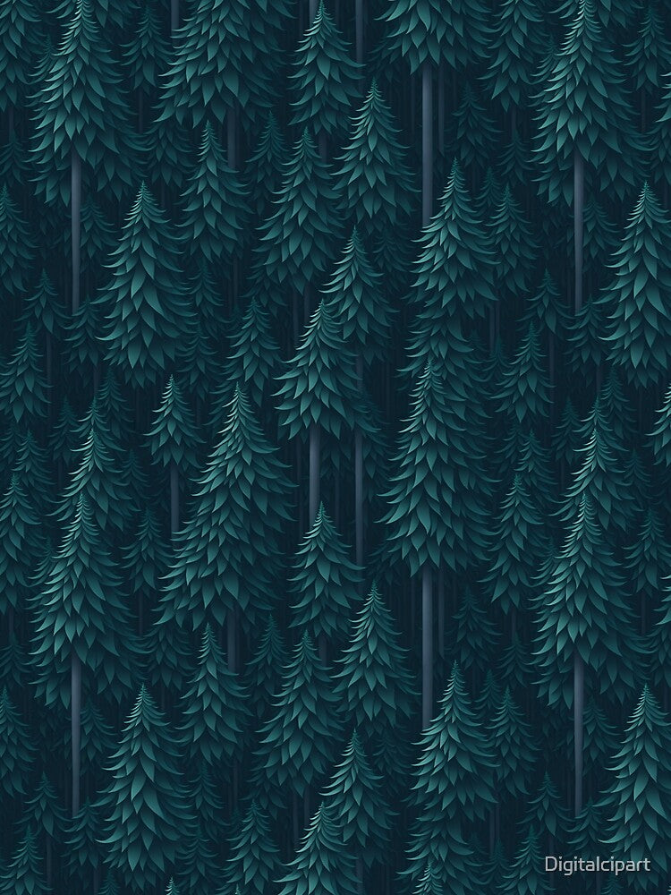 Anime style dark green forest pattern in night by Digitalcipart