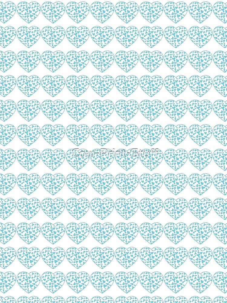 Regular Grid Small Light Blue Cow Patches on White Cowhide | Continues White Cow Heart by Cow-Print-Stuff