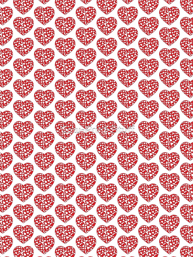 Offset Grid Small White Cow Patches on Red Cowhide | Continues Red Cow Heart by Cow-Print-Stuff