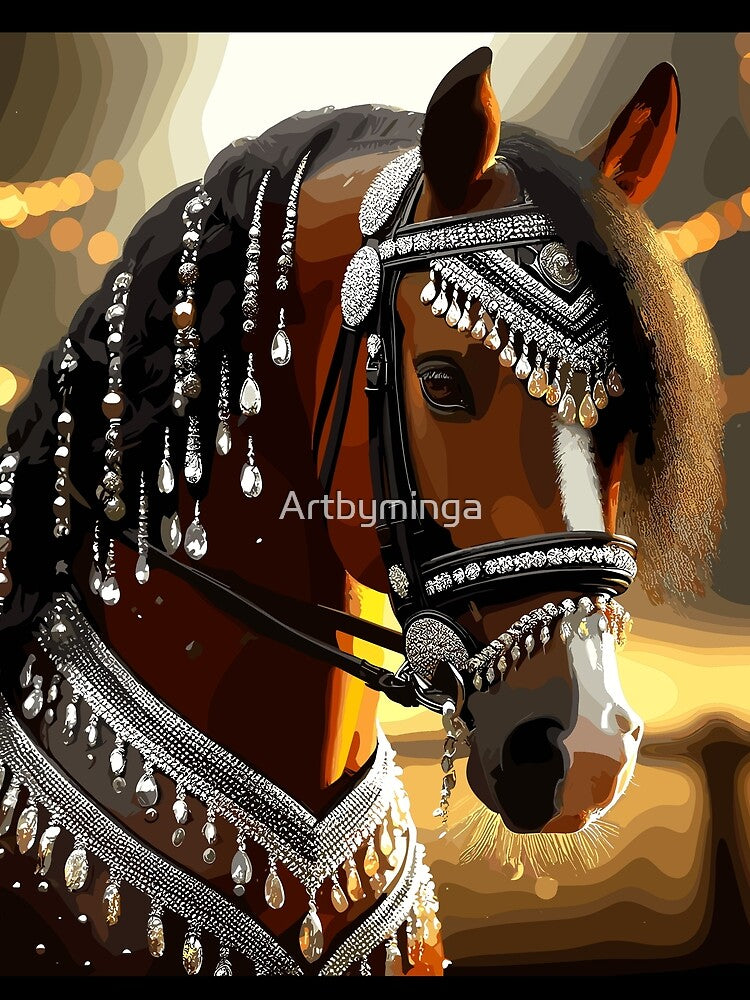 Beautiful Brown Horse In Jewels by Artbyminga