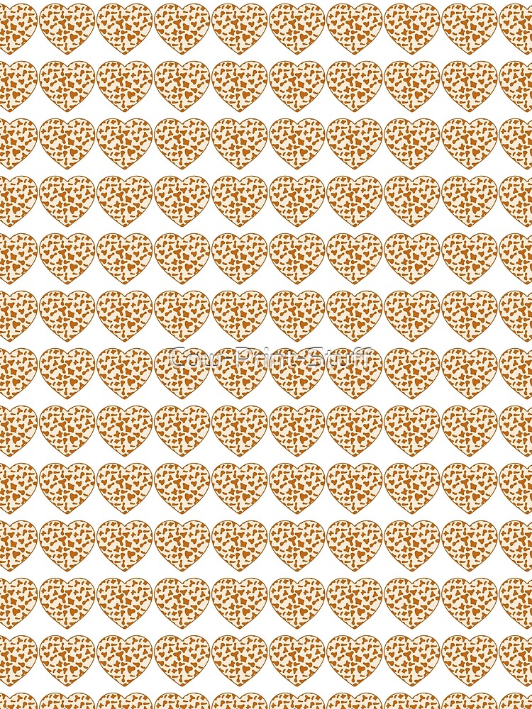 Regular Grid Small Caramel Cow Patches on Cream Cowhide | Continues Cream Cow Heart by Cow-Print-Stuff