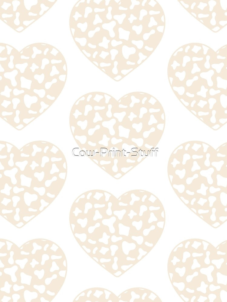 Big White Cow Patches on Cream Cowhide | Continues Cream Cow Heart by Cow-Print-Stuff