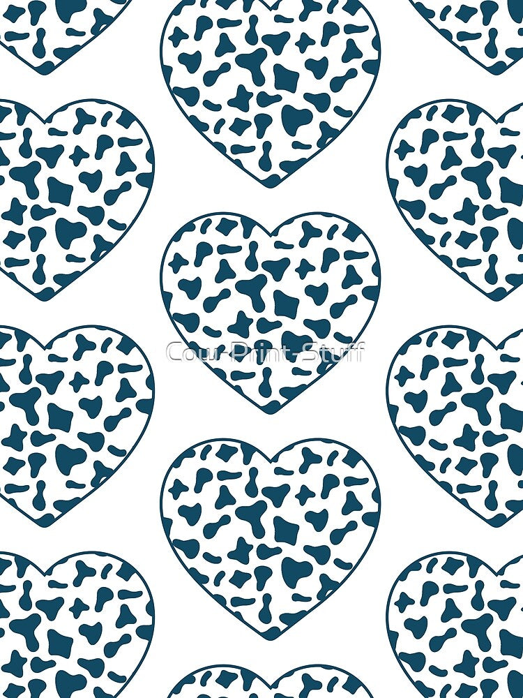 Big Royal Blue Cow Patches on White Cowhide | Continues White Cow Heart by Cow-Print-Stuff