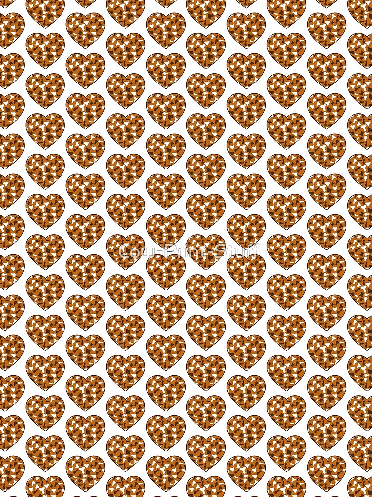 Offset Grid Small Brown White Cow Patches on Caramel Cowhide | Continues Caramel Cow Heart by Cow-Print-Stuff