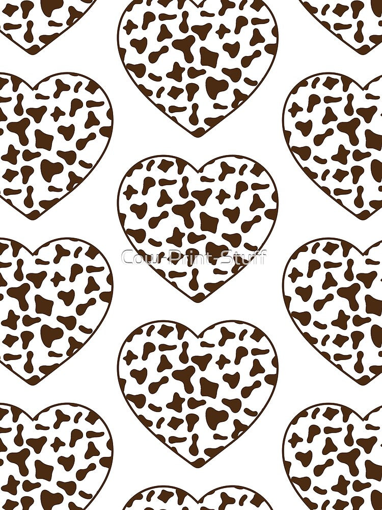 Big Brown Cow Patches on White Cowhide | Continues White Cow Heart by Cow-Print-Stuff