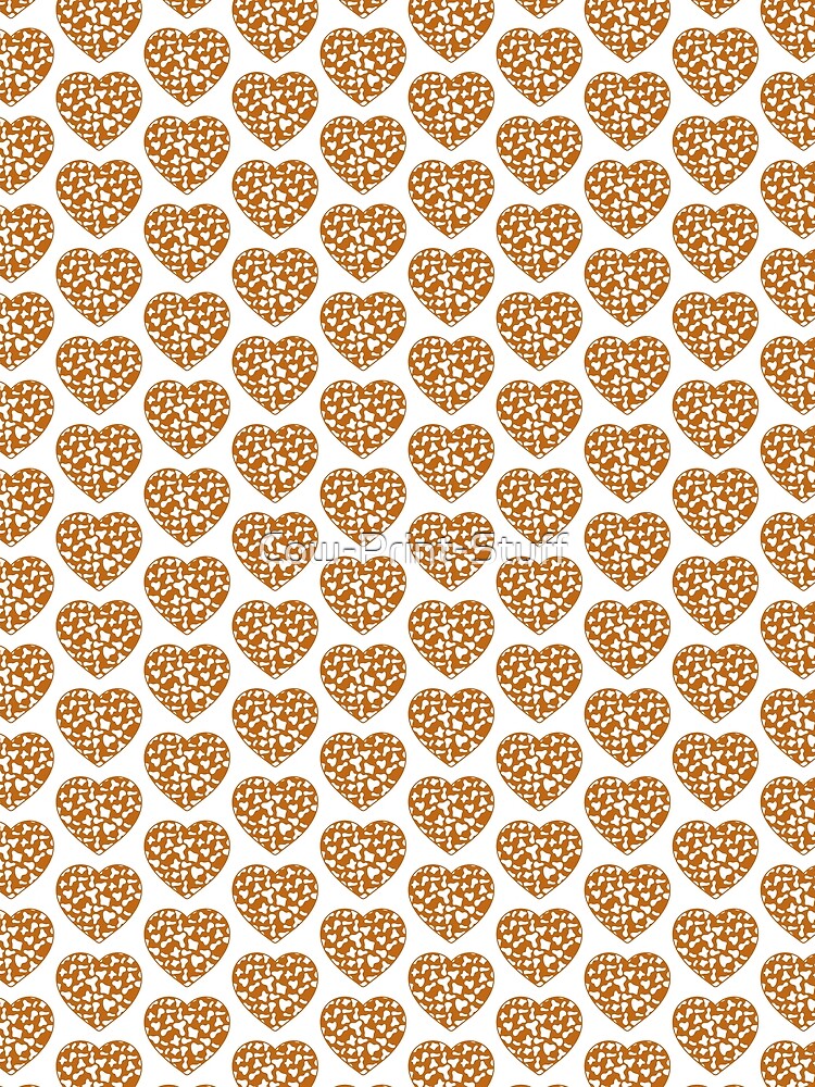 Offset Grid Small White Cow Patches on Caramel Cowhide | Continues Caramel Cow Heart by Cow-Print-Stuff