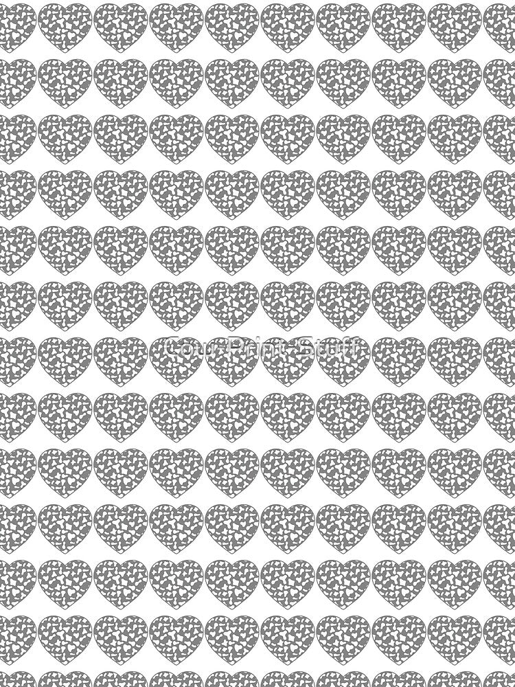 Regular Grid Small White Cow Patches on Grey Cowhide | Continues Grey Cow Heart by Cow-Print-Stuff