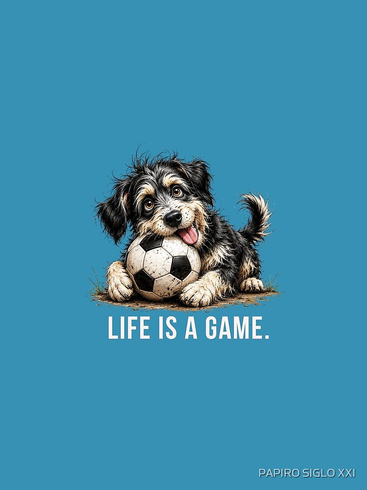 Life is a Game – Soccer Scruffy Dog Illustration by PAPIRO SIGLO XXI