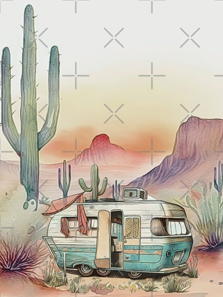 Vintage Southwest Desert Landscape Painting by HappyLifeCreate