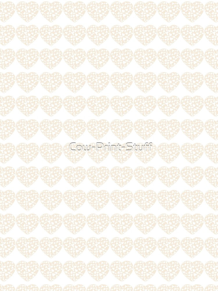 Regular Grid Small White Cow Patches on Cream Cowhide | Continues Cream Cow Heart by Cow-Print-Stuff