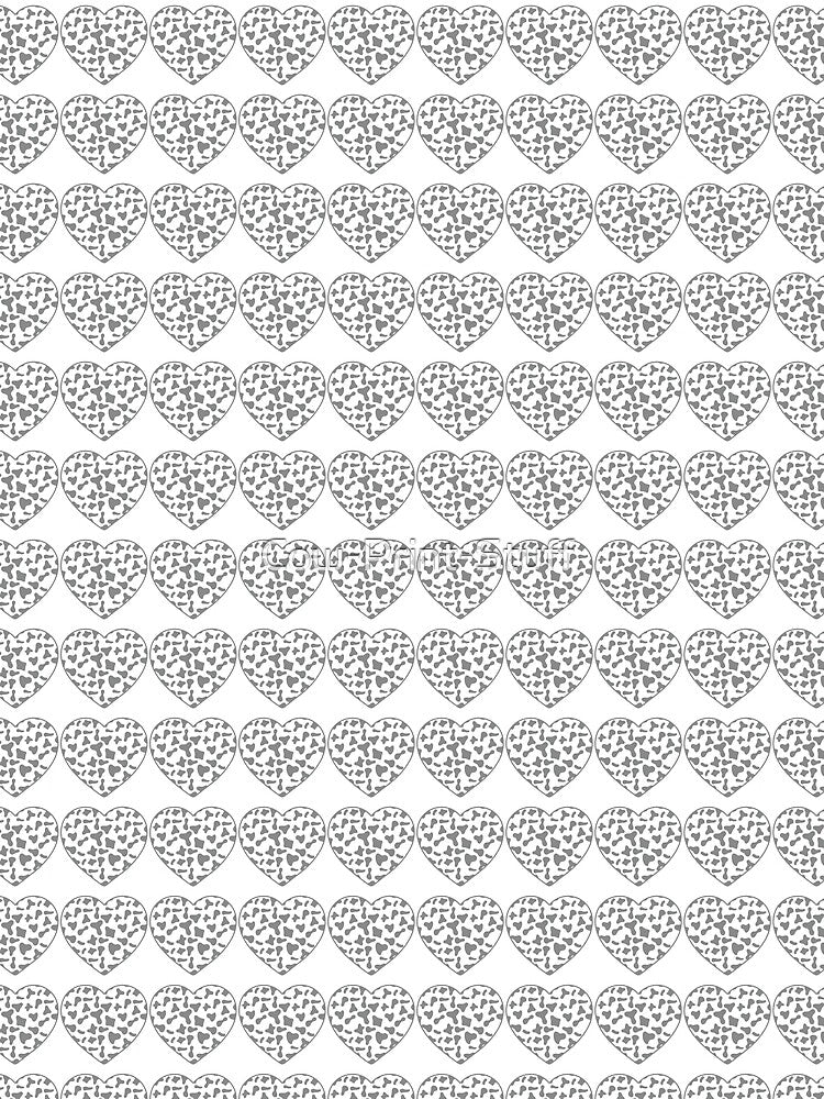 Regular Grid Small Grey Cow Patches on White Cowhide | Continues White Cow Heart by Cow-Print-Stuff