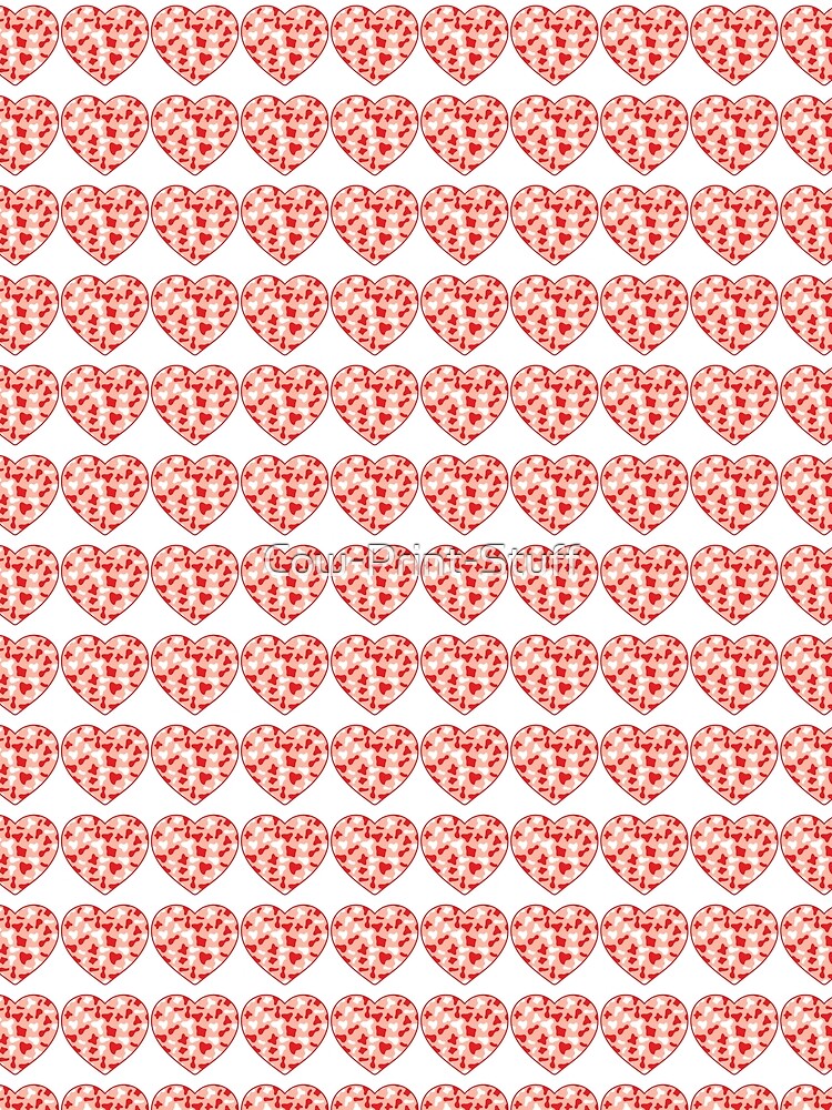 Regular Grid Small Red White Cow Patches on Pink Cowhide | Continues Pink Cow Heart by Cow-Print-Stuff