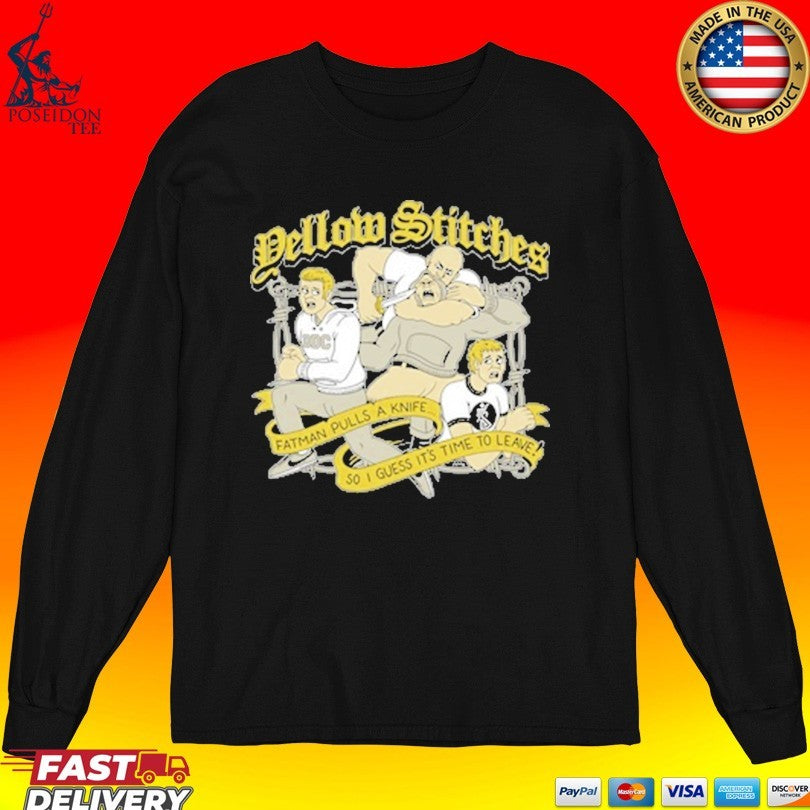 Friends Family Forever Yellow Stitches Fatman Pulls A Knife T-shirt