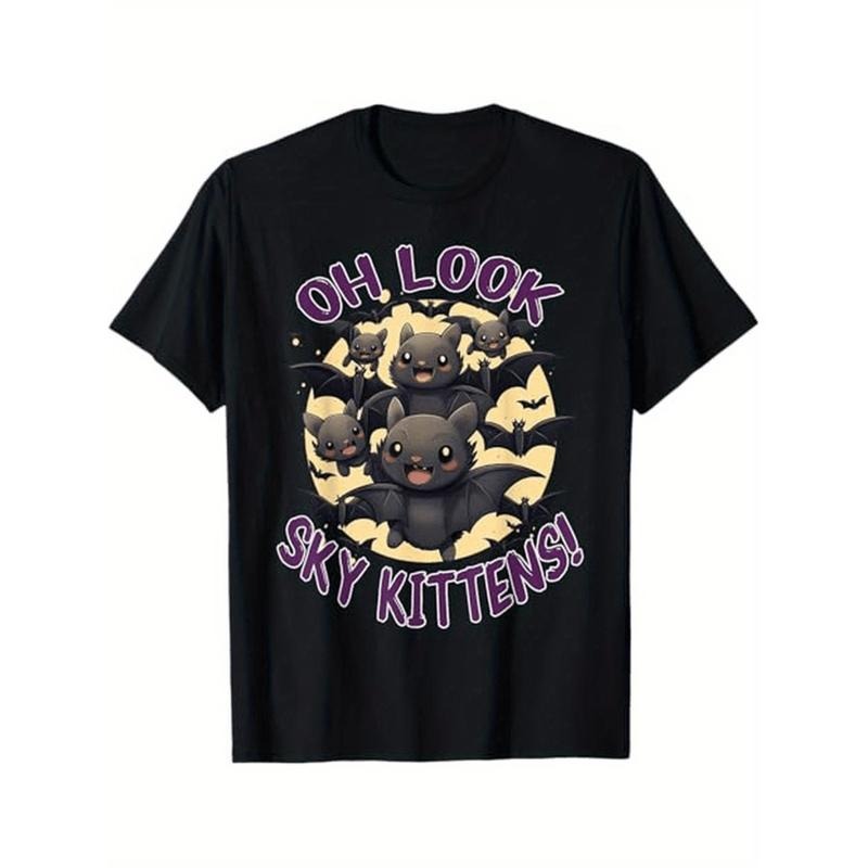 funny bat sky kittens halloween t shirt 100 cotton halloween thanksgiving christmas gift for men women   s xxxl   -1...