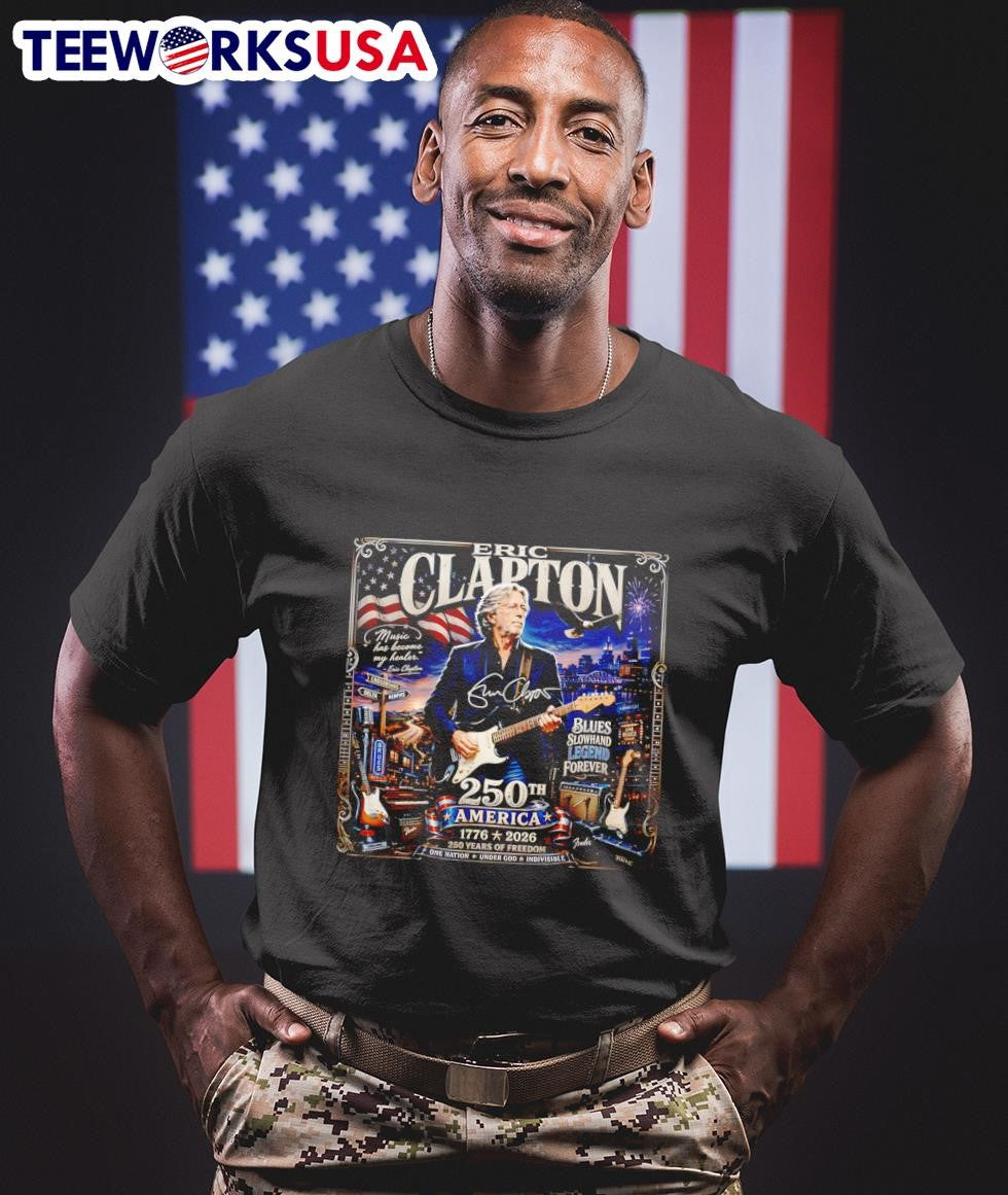 250th America 1776 2026 250 Years of Freedom One Nation Under God Indivisible Eric Clapton Shirt