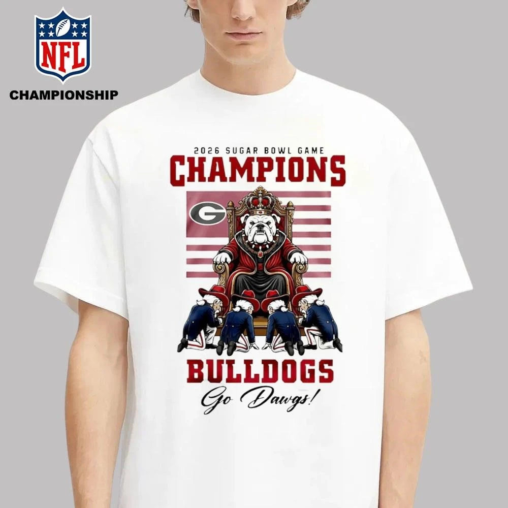 Georgia Bulldogs NCAA 2026 Sugar Bowl Game Champions Mascot Shirt