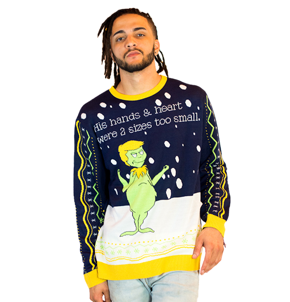 Grinch Trump Ugly Christmas Sweater Men’s