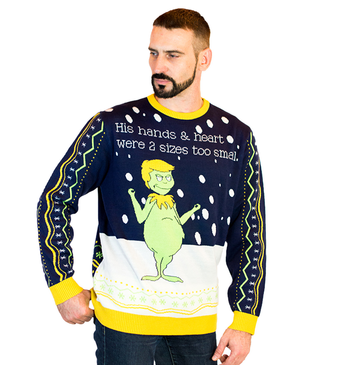 Grinch Trump Ugly Christmas Sweater Men’s