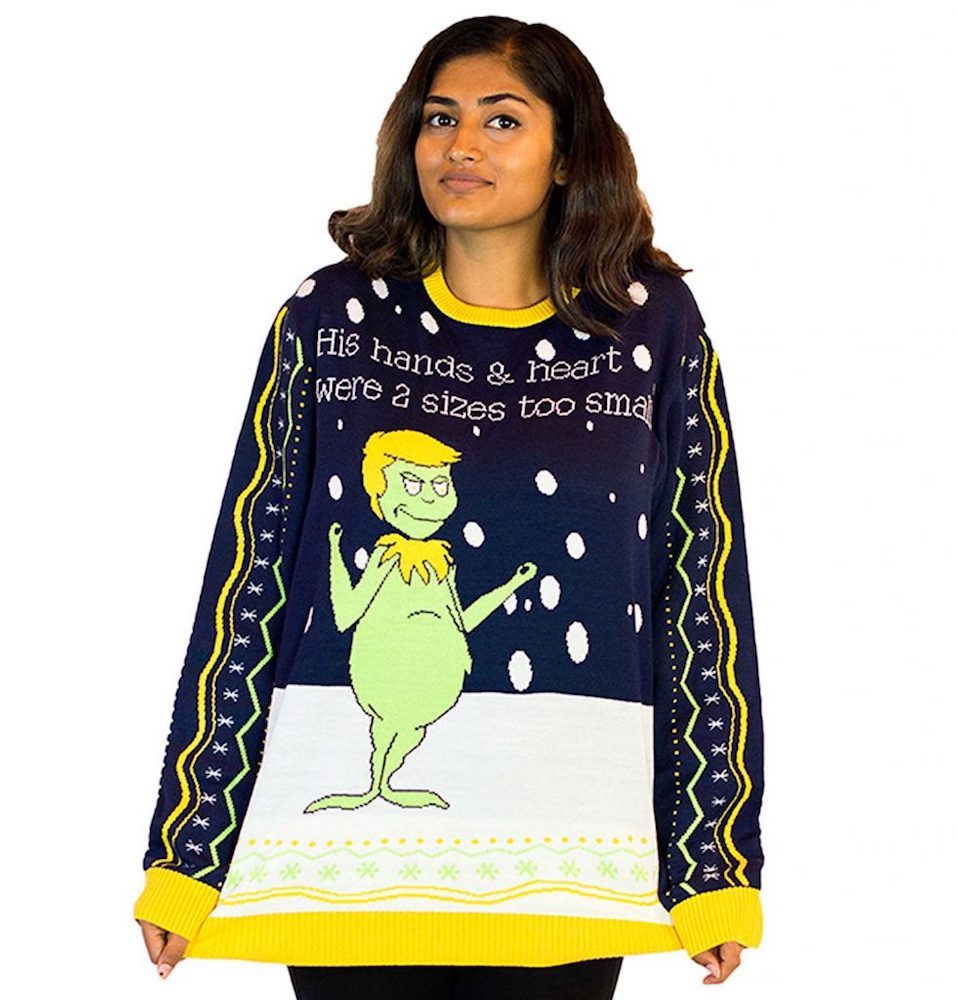 Grinch Trump Ugly Christmas Sweater Women’s