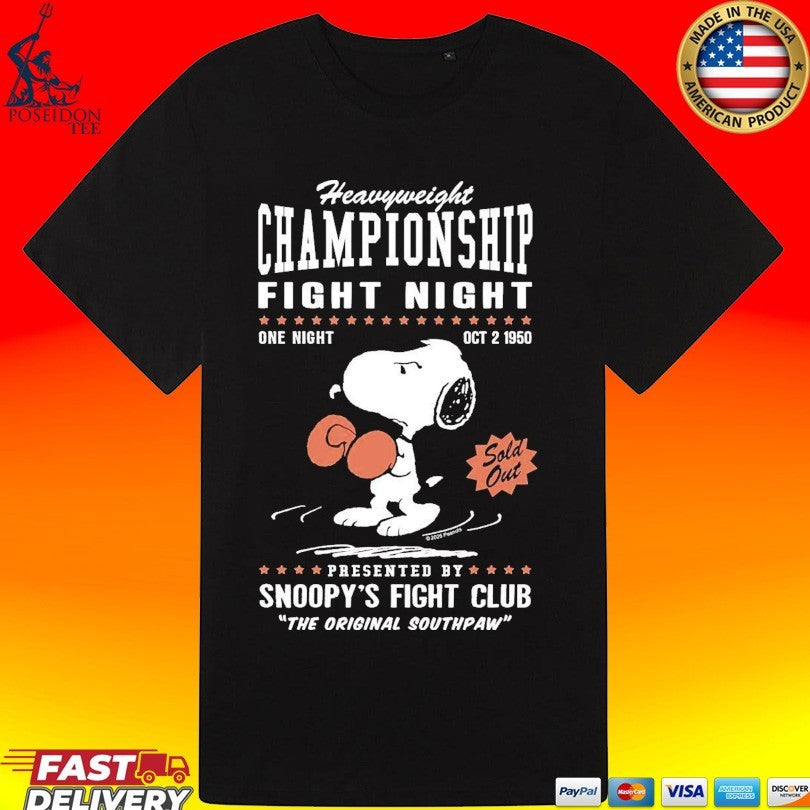 Heavyweight Championship Fight Night Snoopy’s Fight Club The Original Southpaw T-shirt