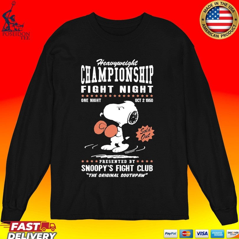 Heavyweight Championship Fight Night Snoopy’s Fight Club The Original Southpaw T-shirt