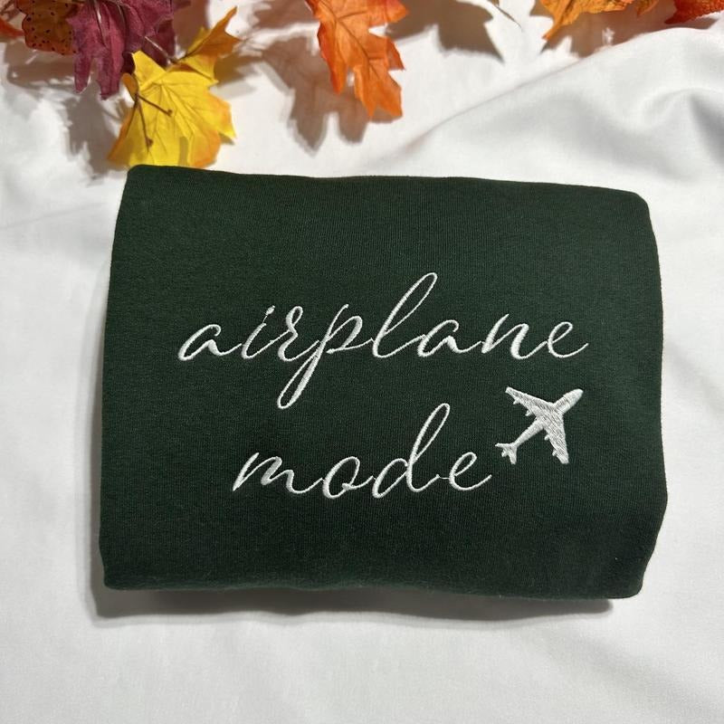 Airplane Mode embroidered sweatshirt; Funny gift for her/him T-Shirts, Hoodie | UrbanDripWear.com