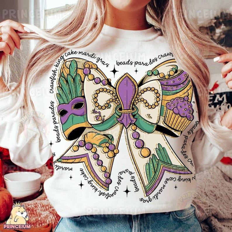 Mardi Gras Coquette Shirt/sweatshirt/hoodie, Mardi Gras Vibes tshirt, Mardi Gras, Fat Tuesday hoodie, Mardi Gras tshirt,...