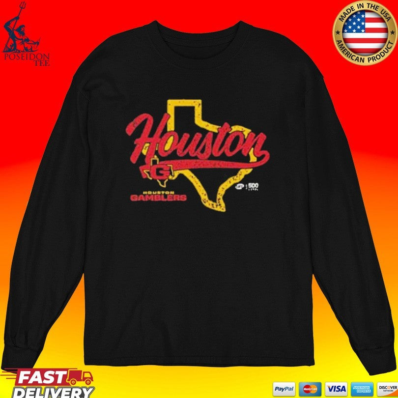 Houston Gamblers State Map T-shirt