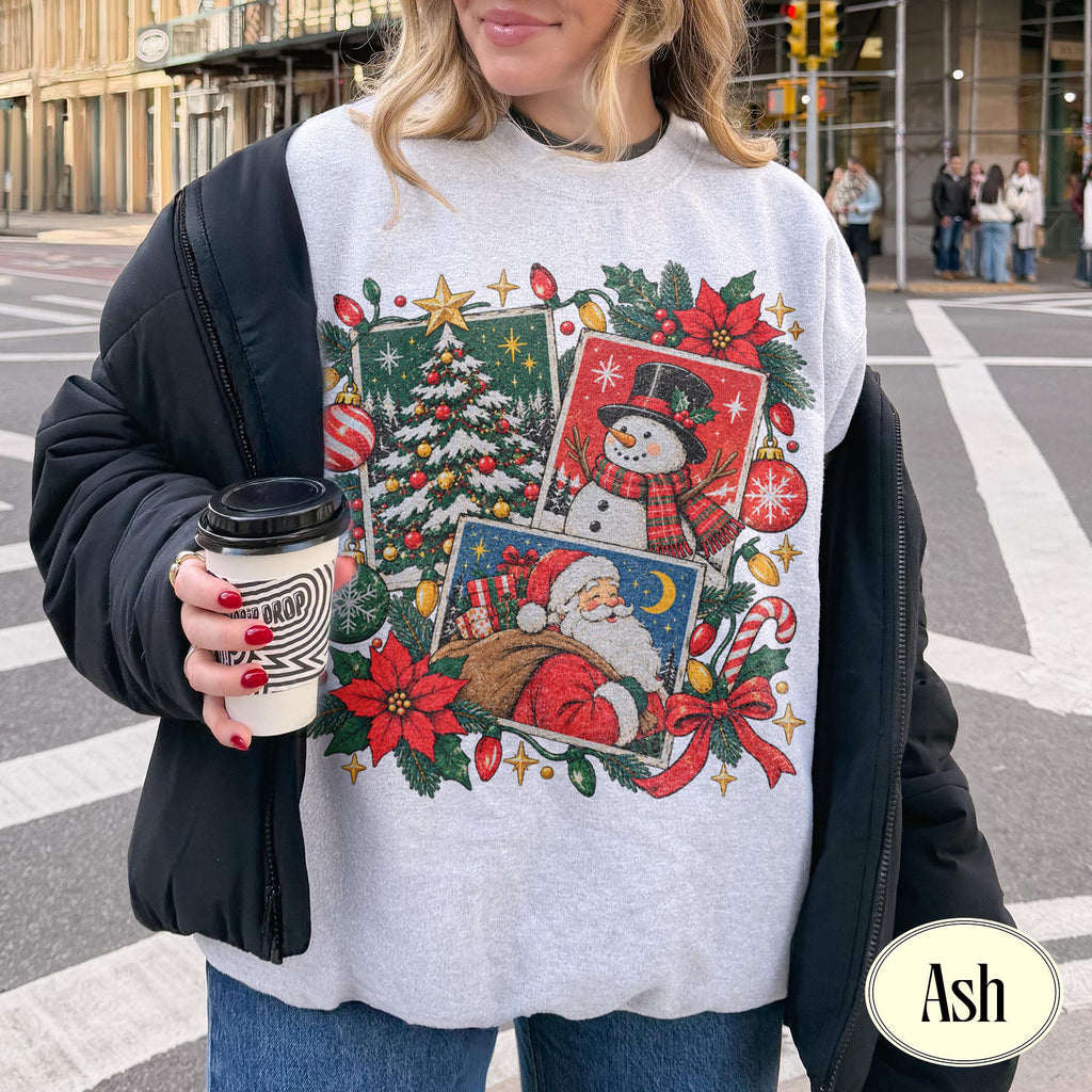 Christmas Tree Snowman Vintage Santa Christmas Retro Holiday Sweater Christmas (4)
