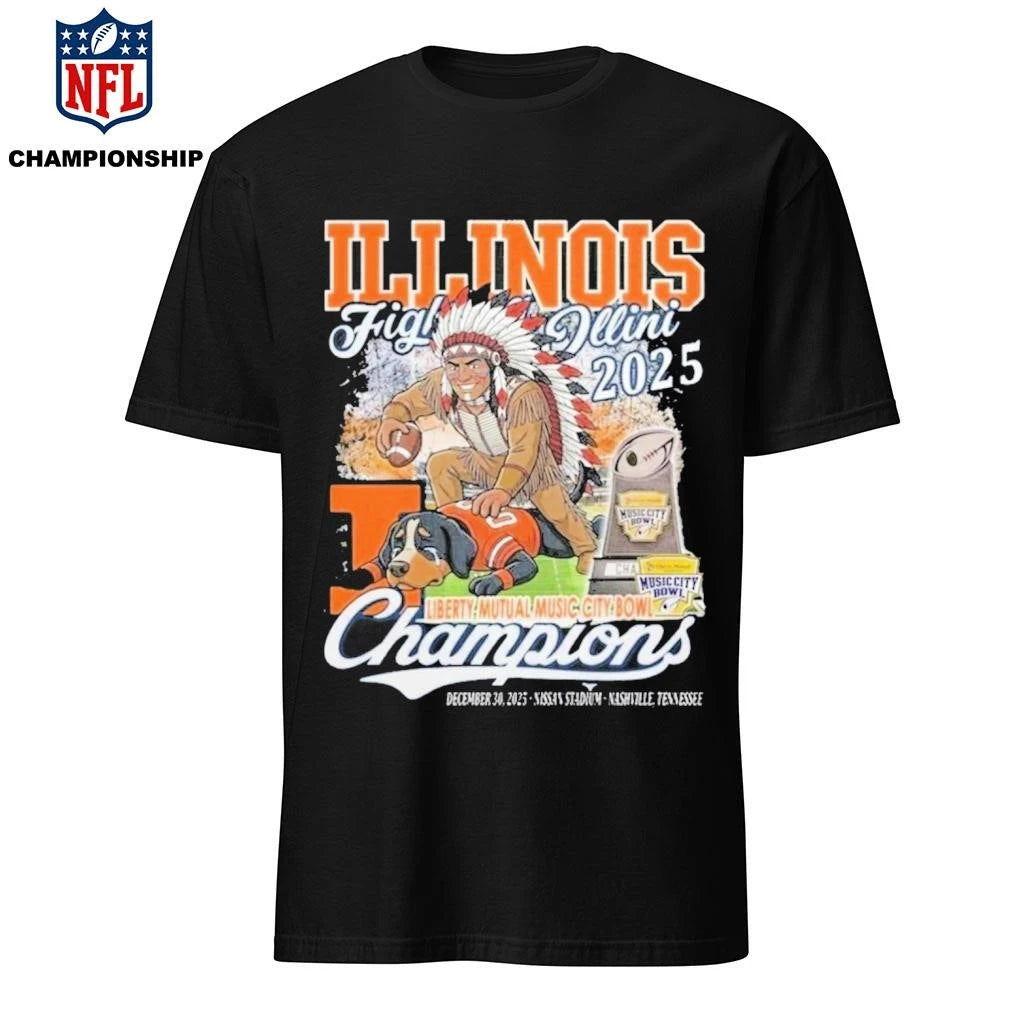 Illinois Fighting Illini Beat Tennessee Volunteers 2025 Liberty Mutual Music City Bowl Champions Mascot Shirt
