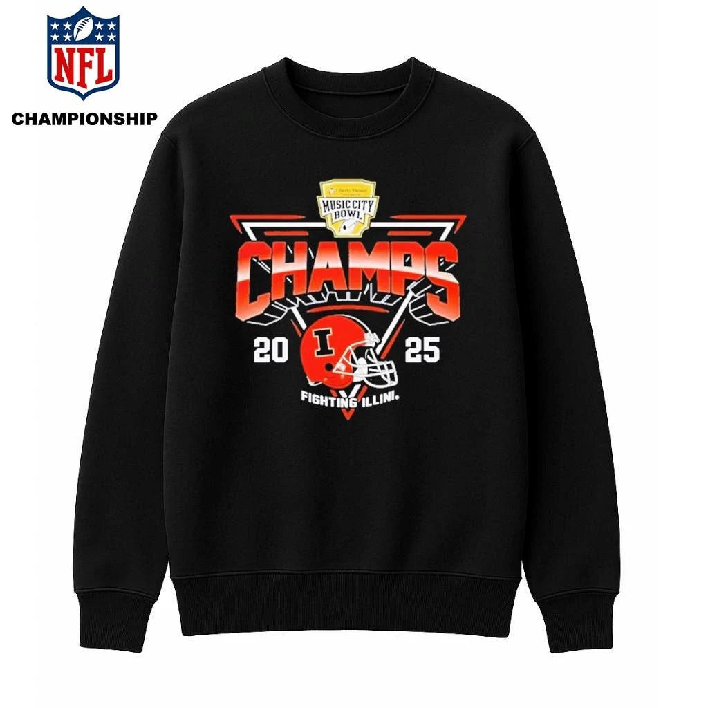 Illinois Fighting Illini Champions 2025 Music City Bowl Championship Helmet Shirt