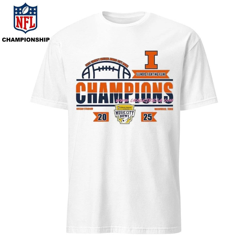 Illinois Fighting Illini Football 2025 Liberty Mutual Music City Bowl Champions Locker Room Shirt