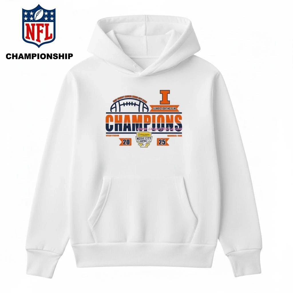 Illinois Fighting Illini Football 2025 Liberty Mutual Music City Bowl Champions Locker Room Shirt