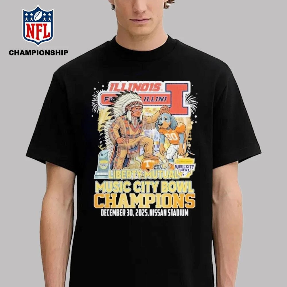 Illinois Fighting Illini Football Liberty Music City Bowl Champions 2025 Mascot Shirt