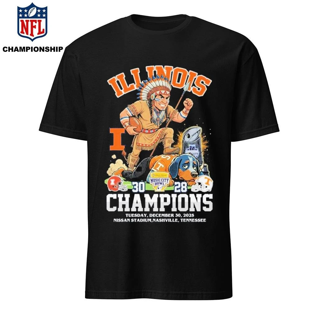 Illinois Fighting Illini Music City Bowl 2025 Winner 30 28 Score Vintage Mascot Shirt