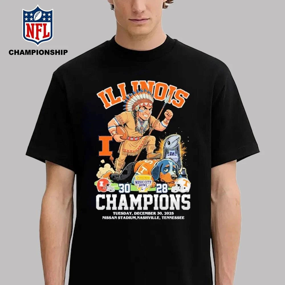 Illinois Fighting Illini Music City Bowl 2025 Winner 30 28 Score Vintage Mascot Shirt