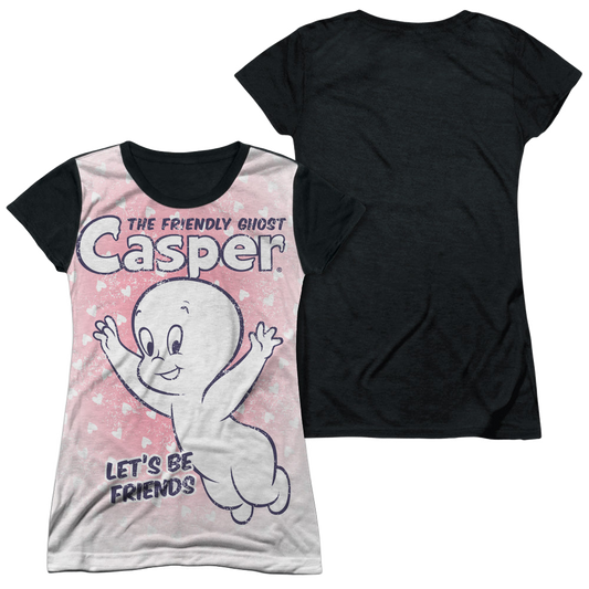 Casper the Friendly Ghost Lets Be Friends - Juniors Black Back T-Shirt