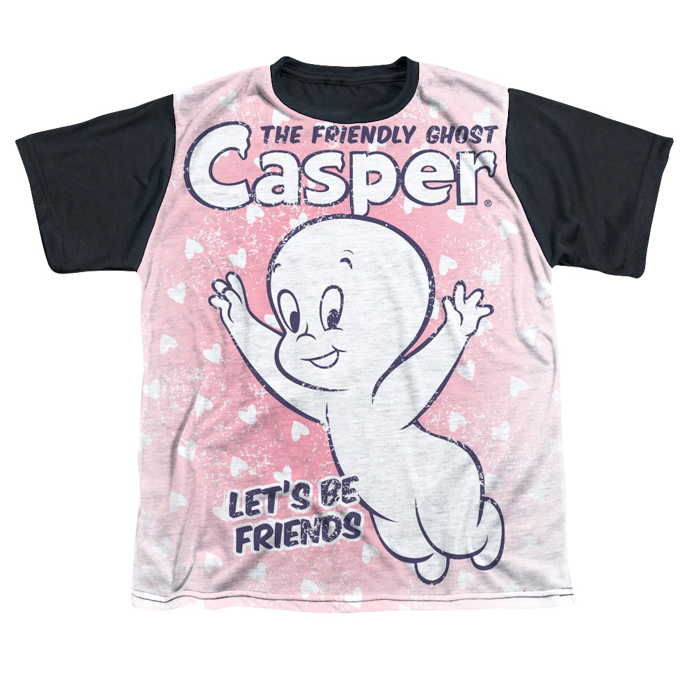Casper the Friendly Ghost Lets Be Friends - Youth Black Back T-Shirt